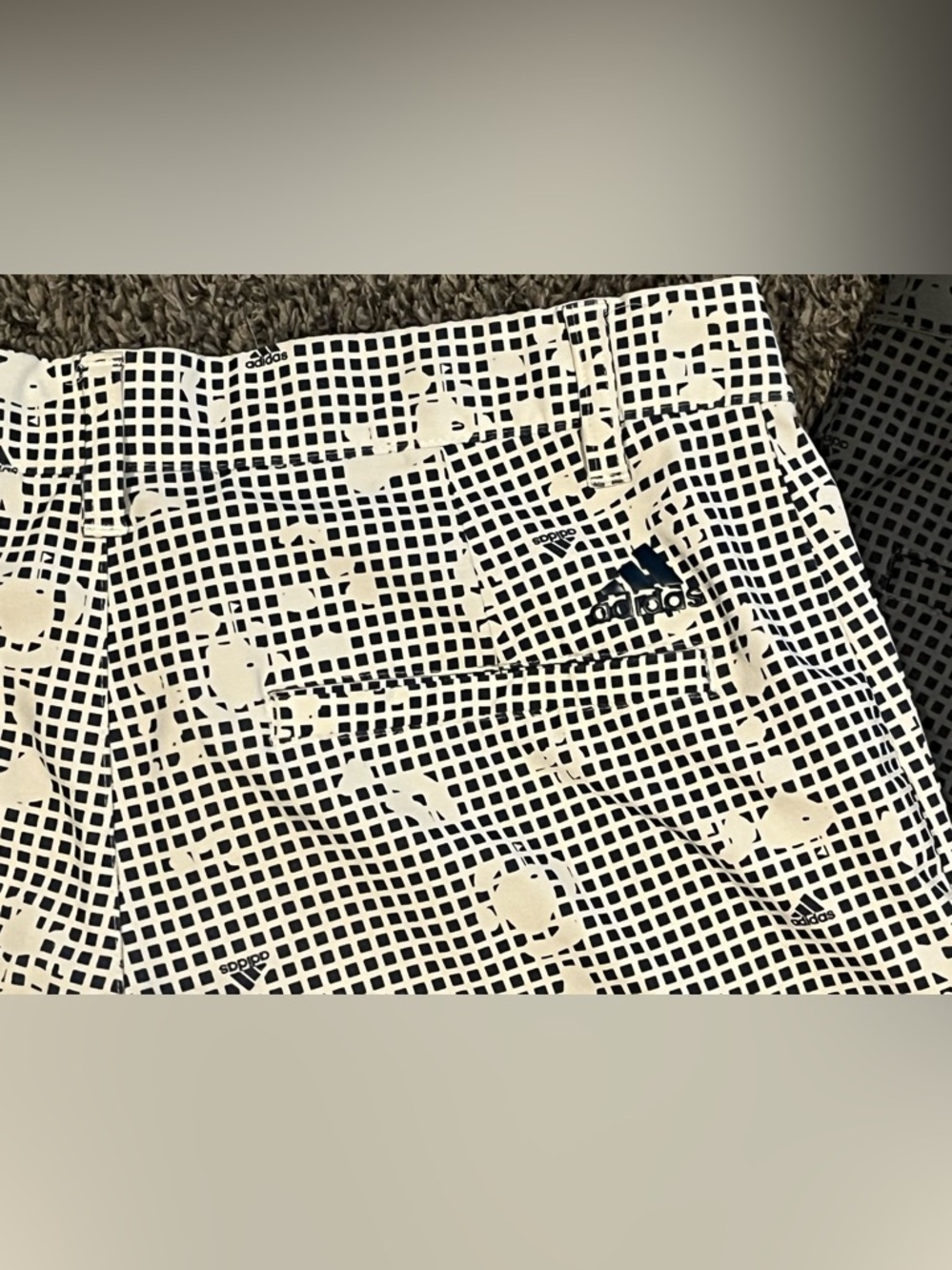 2 Adidas Men’s Golf Shorts — Black and Grey, Navy and White Grid Print size 30 - Picture 7 of 9